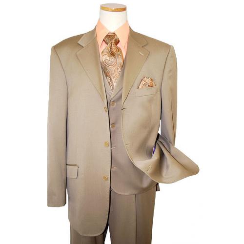 Extrema by Zanetti Solid Taupe Super 120's Wool Vested Suit 852138